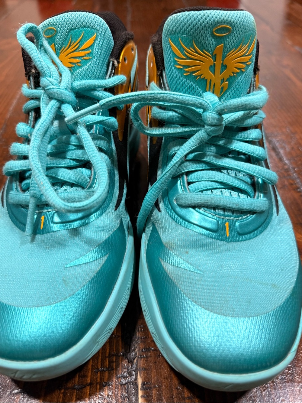 Puma Kids Teal and Gold Basketball Sneakers